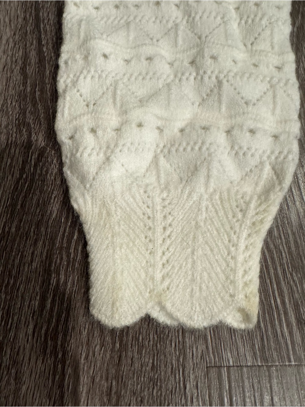NWT Halara Medium Ivory Pointelle Knit Cropped Mock Neck Sweater Scalloped Hem - Picture 12 of 12